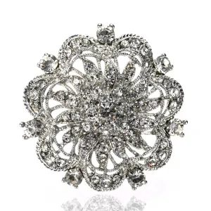 Silver Rhinestone Brooch - Style 19