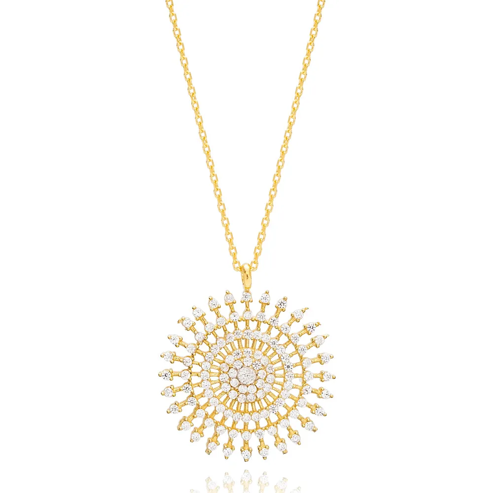 Silvia Round Flower Necklace - Handmade Turkish 925 Sterling Silver