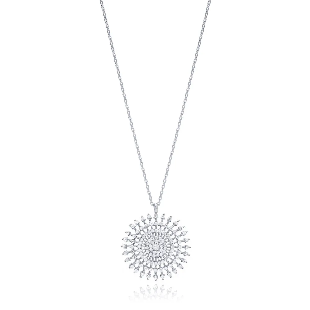 Silvia Round Flower Necklace - Handmade Turkish 925 Sterling Silver