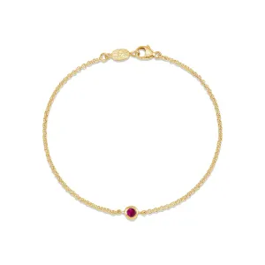 Single Ruby Dewdrop Chain Bracelet