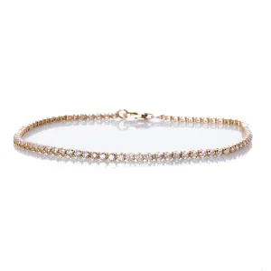 Small 14K Gold Diamond Tennis Anklet Invisible Setting