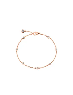 Small Bezel Station Anklet Finished in 18kt Rose Gold