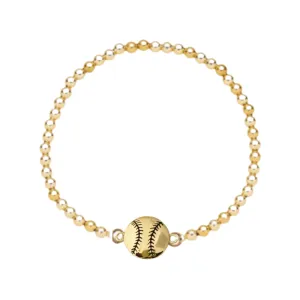 Softball 14k Gold Beaded Bracelet