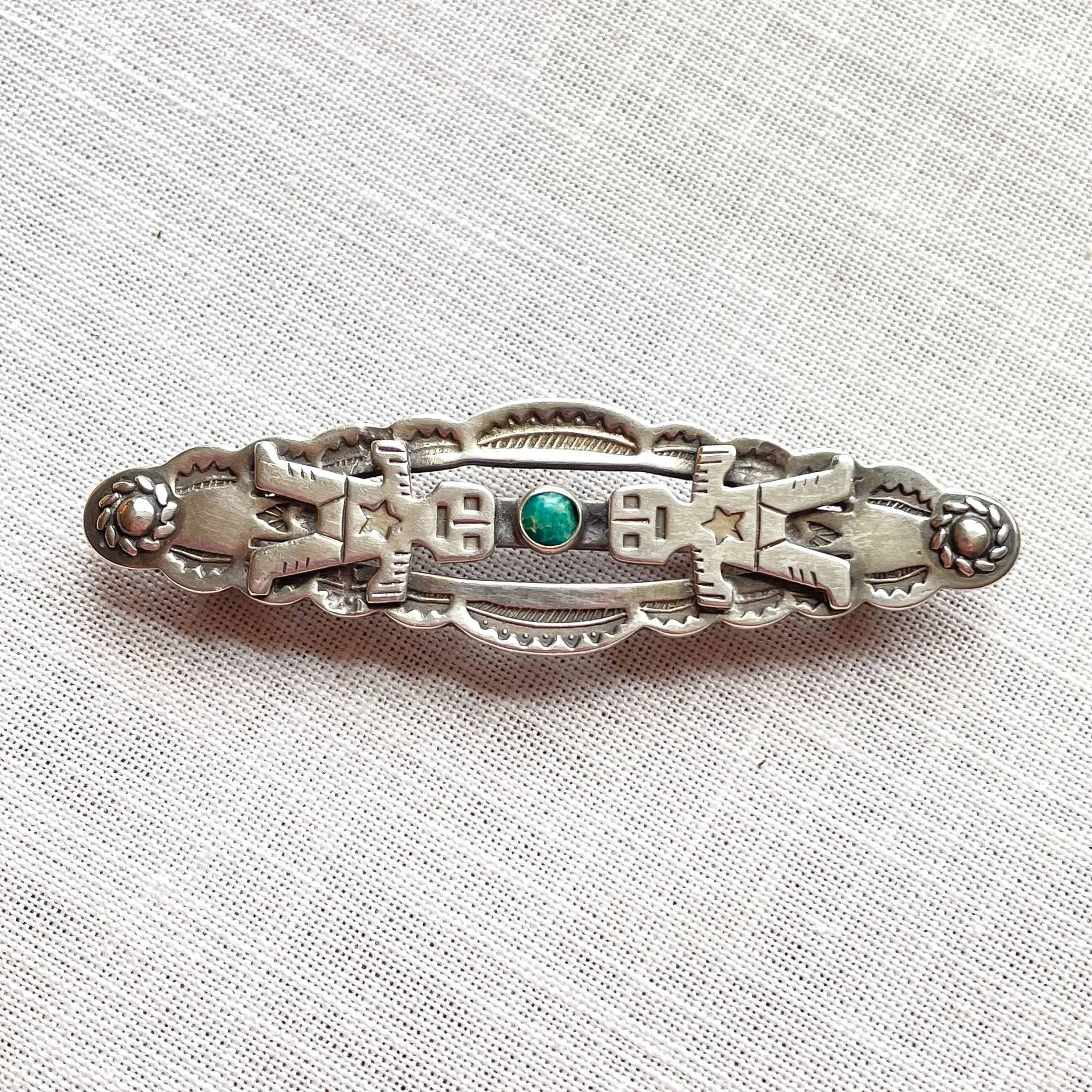 SOLD Vintage Fred Harvey Era Silver/Turquoise Brooch