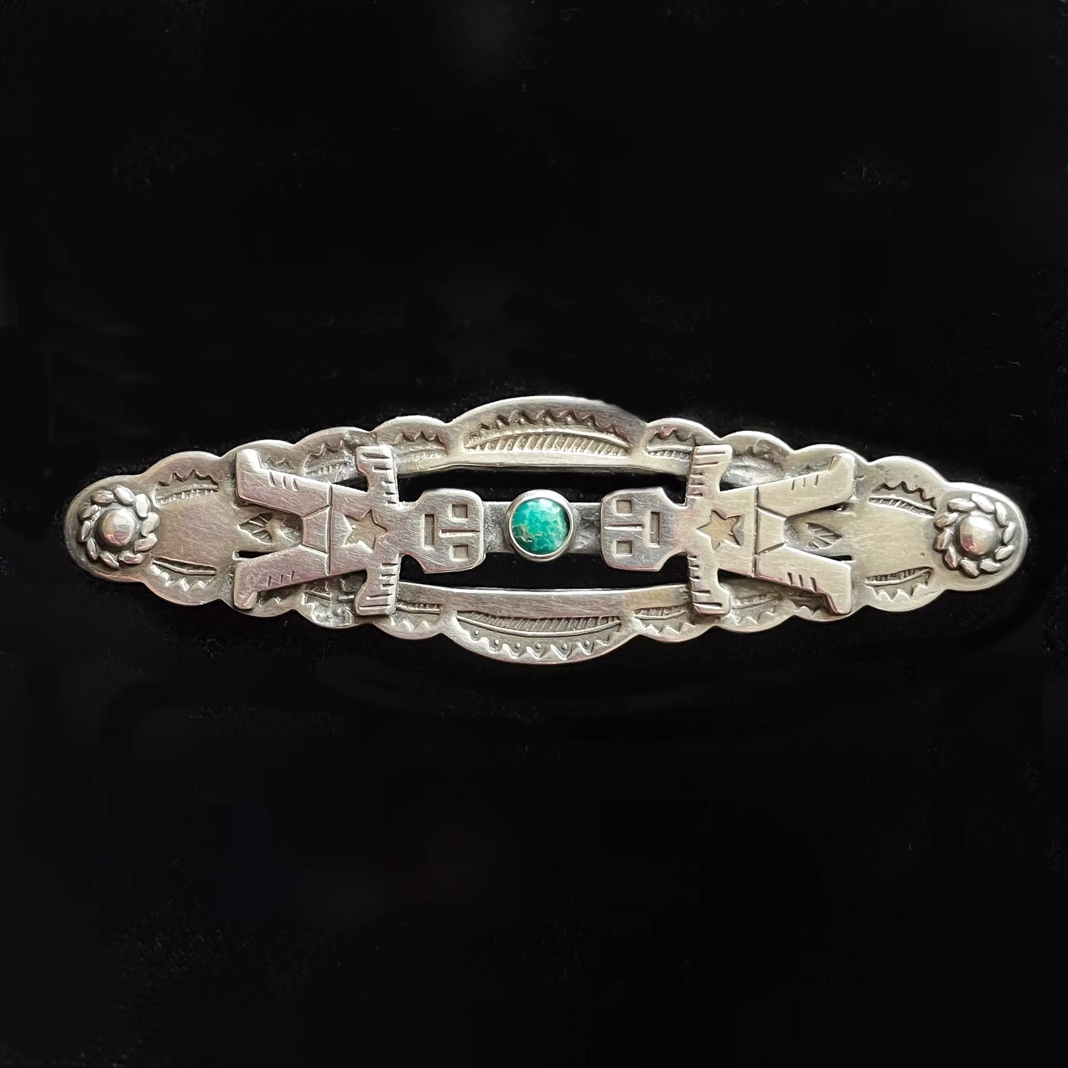 SOLD Vintage Fred Harvey Era Silver/Turquoise Brooch