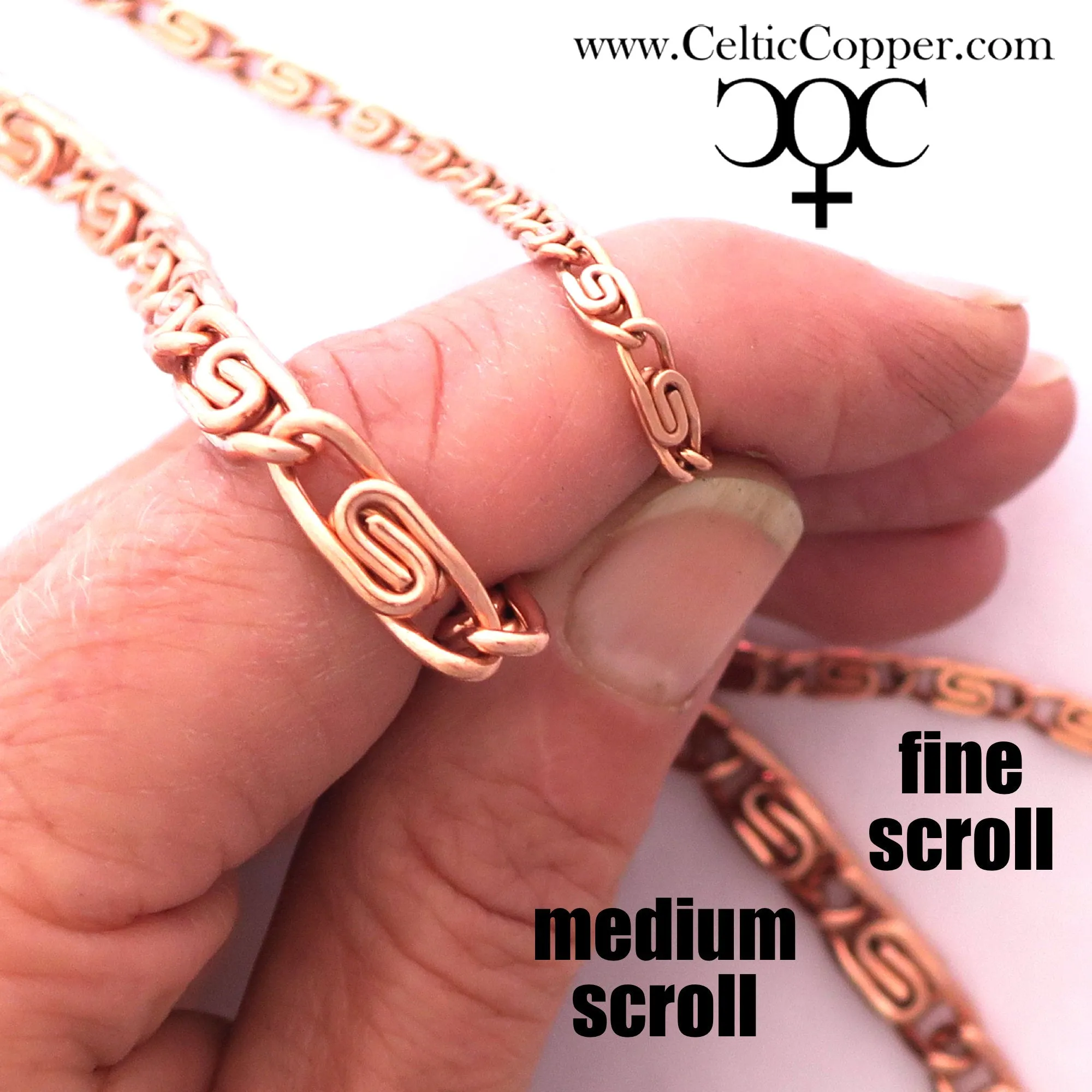 Solid Copper Scroll Chain Anklet AC61 Fine 3mm Celtic Scroll Chain Anklet Adjustable Copper Ankle Chain