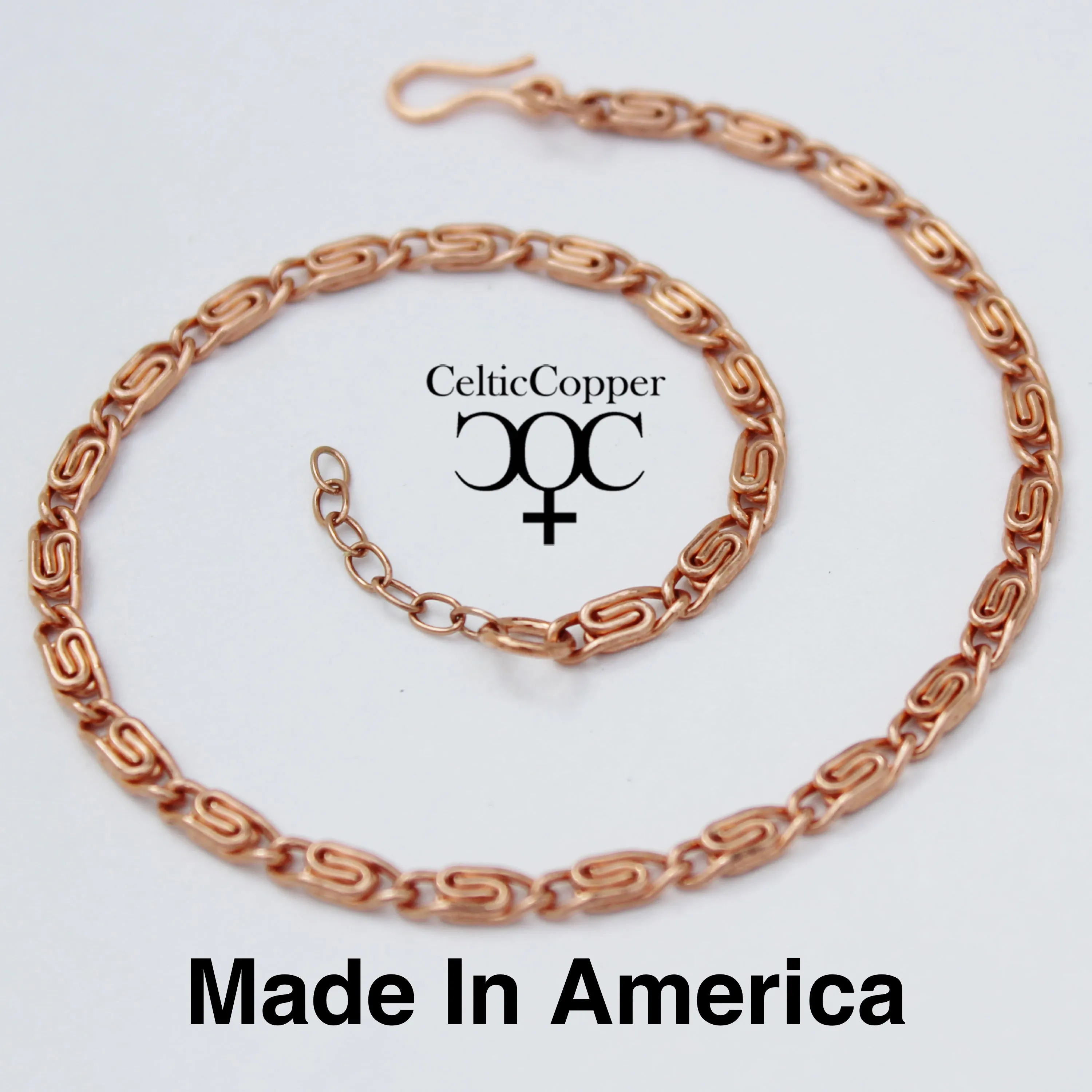 Solid Copper Scroll Chain Anklet AC61 Fine 3mm Celtic Scroll Chain Anklet Adjustable Copper Ankle Chain