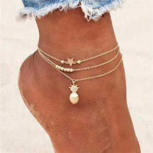 Star Beaded Anklet Chain Anklet with Pineapple Beads for Women