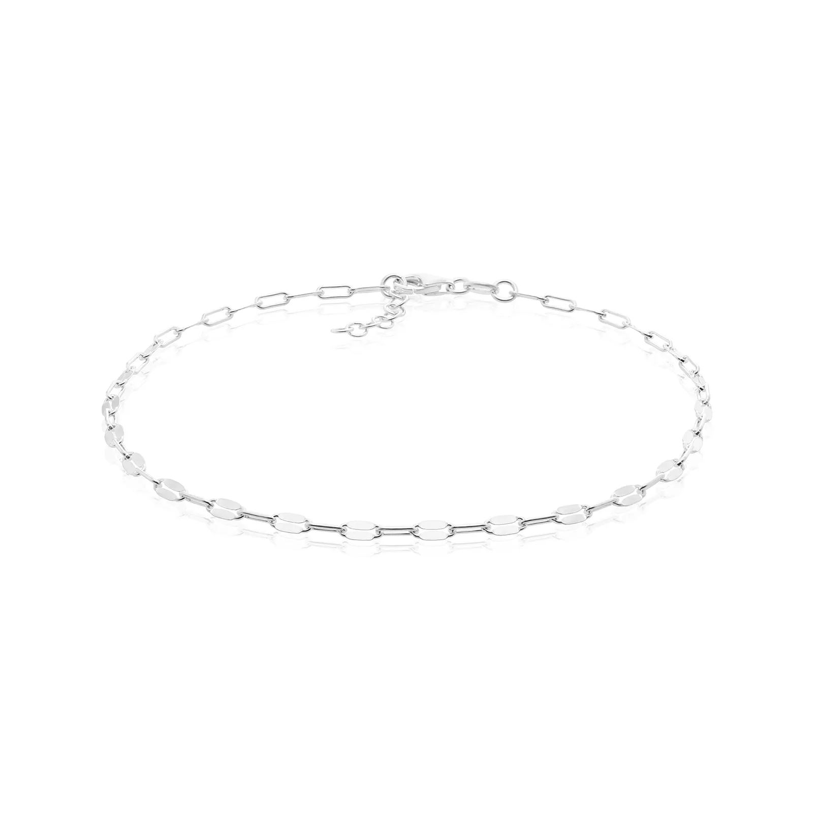 Sterling Silver 25cm Flat Link Anklet