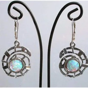 Sterling silver earrings 925 handcrafted spiral opal earrings