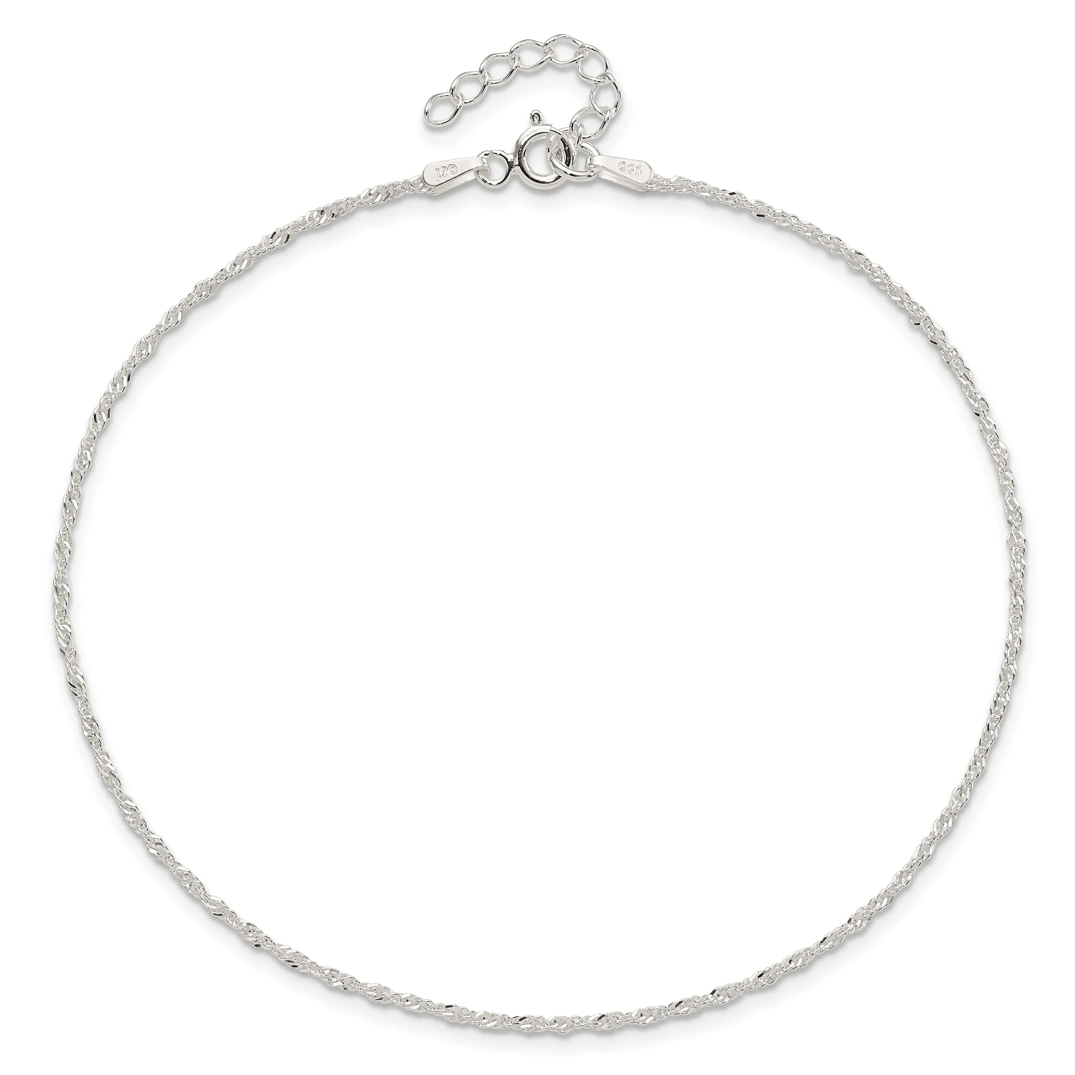 Sterling Silver Singapore Chain Anklet