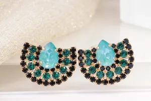 TURQUOISE EMERALD STUDS