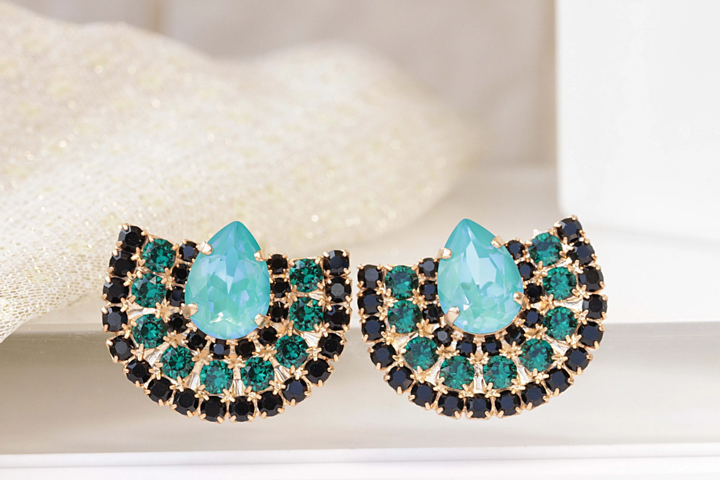 TURQUOISE EMERALD STUDS