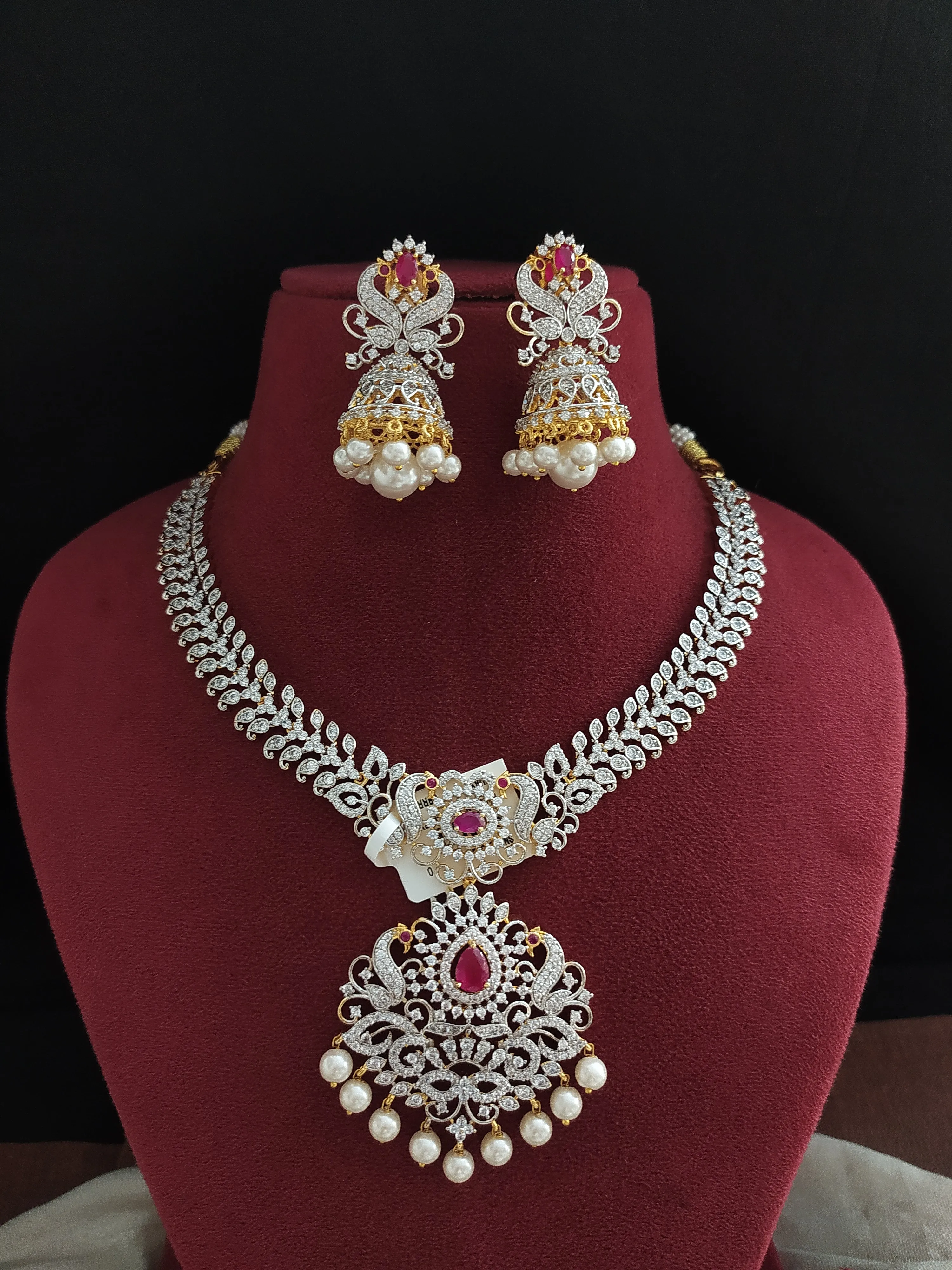 Two-Toned Elegance: The Gold & Silver Plated Dual Tone Zircon Necklace Set