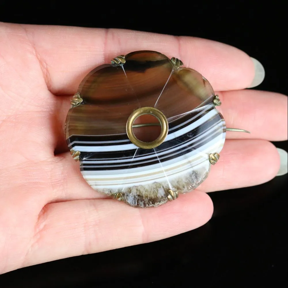 Victorian Scottish Agate Brooch Circa 1900