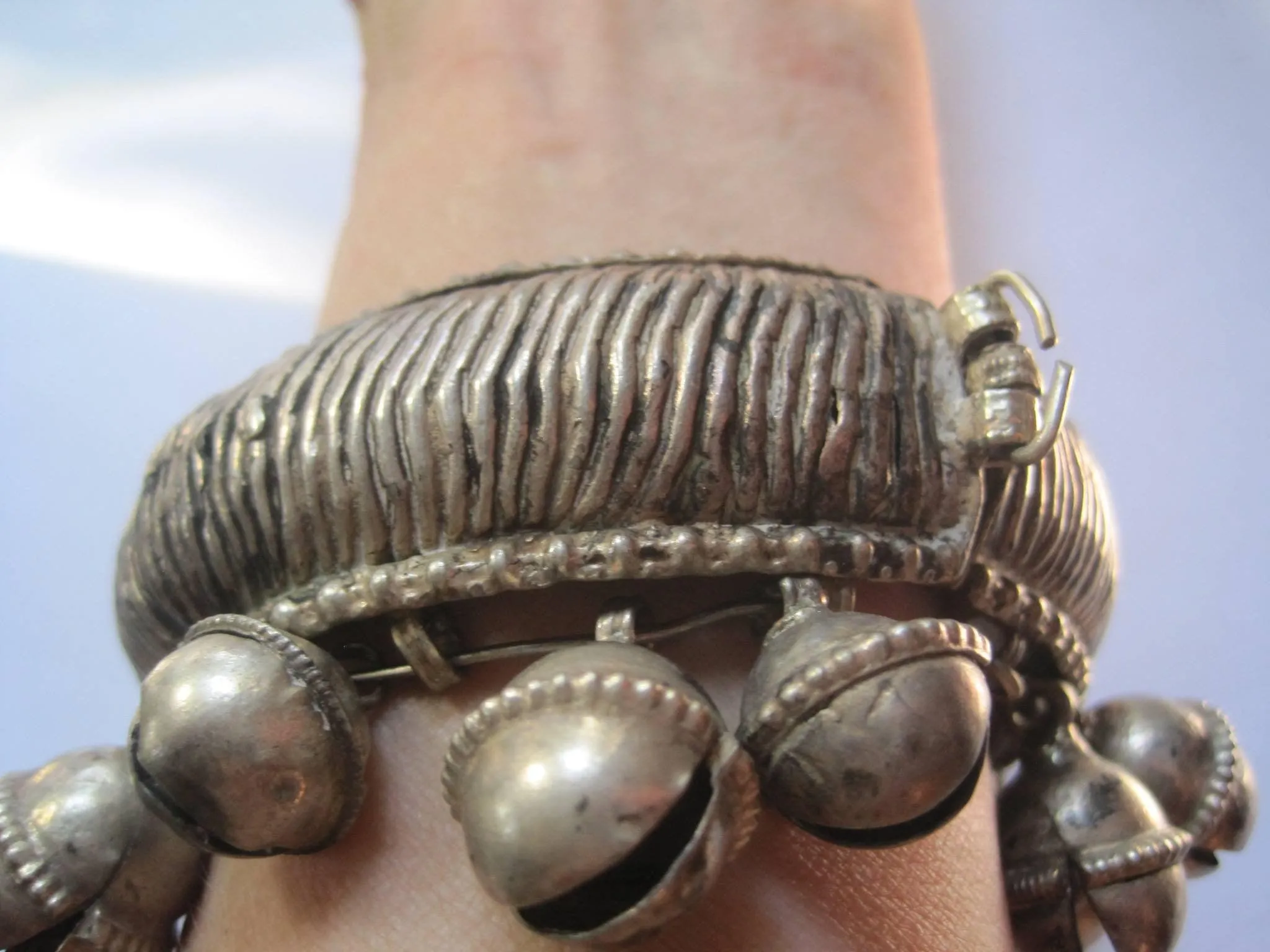 Vintage Bedouin Yemeni Silver Anklet or Foot Bracelet with Bells