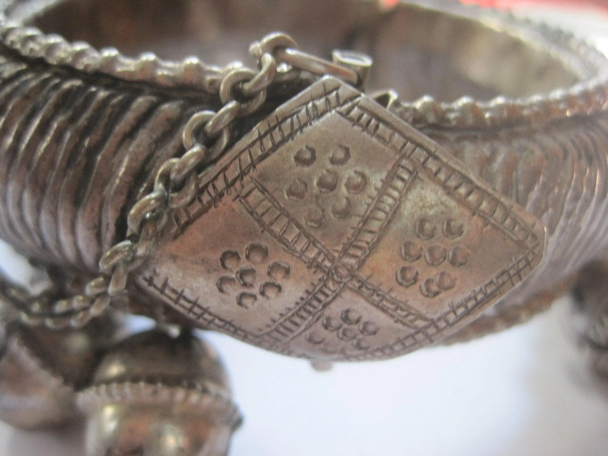 Vintage Bedouin Yemeni Silver Anklet or Foot Bracelet with Bells