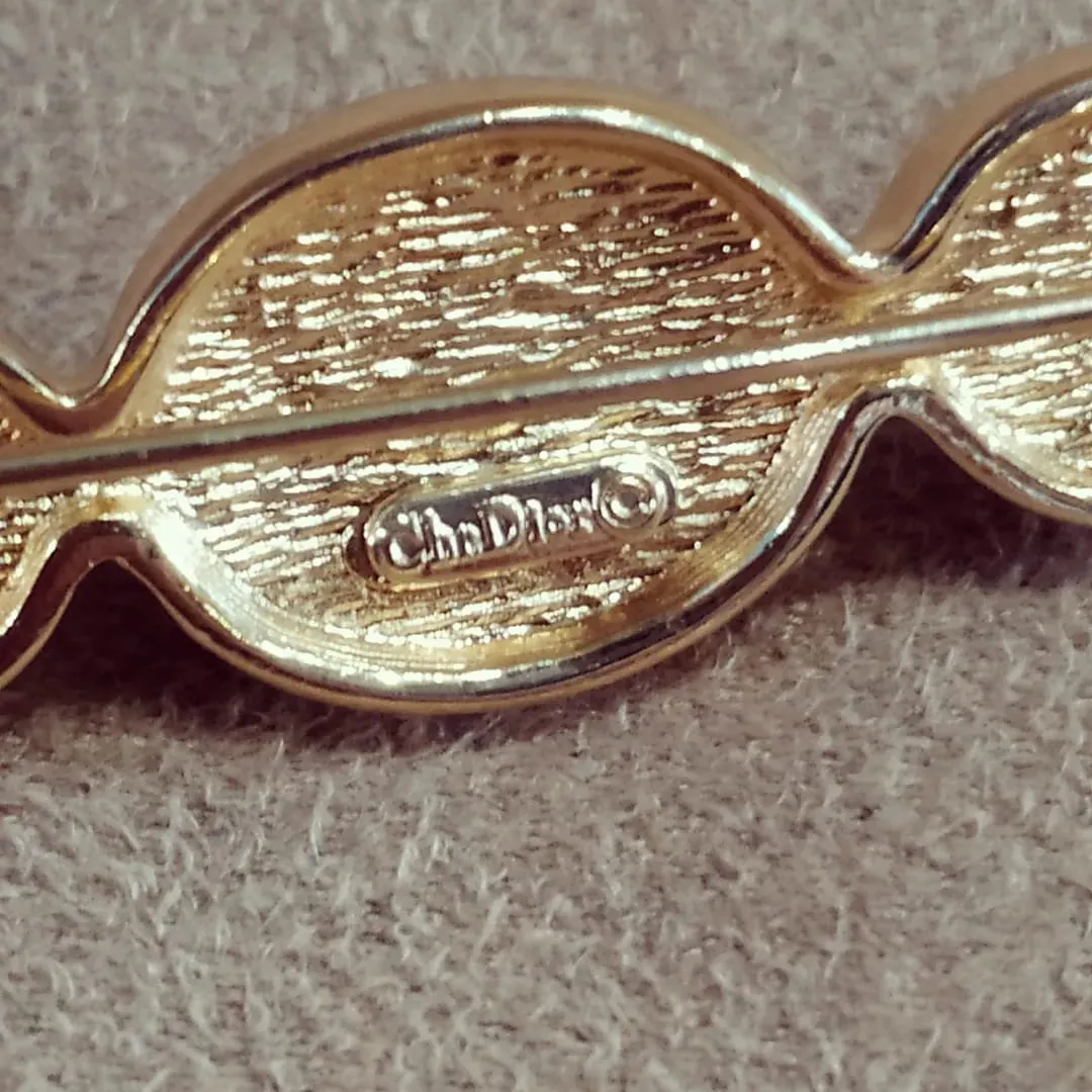 Vintage Gold Pearl Bar Brooch by Christian Dior Germany