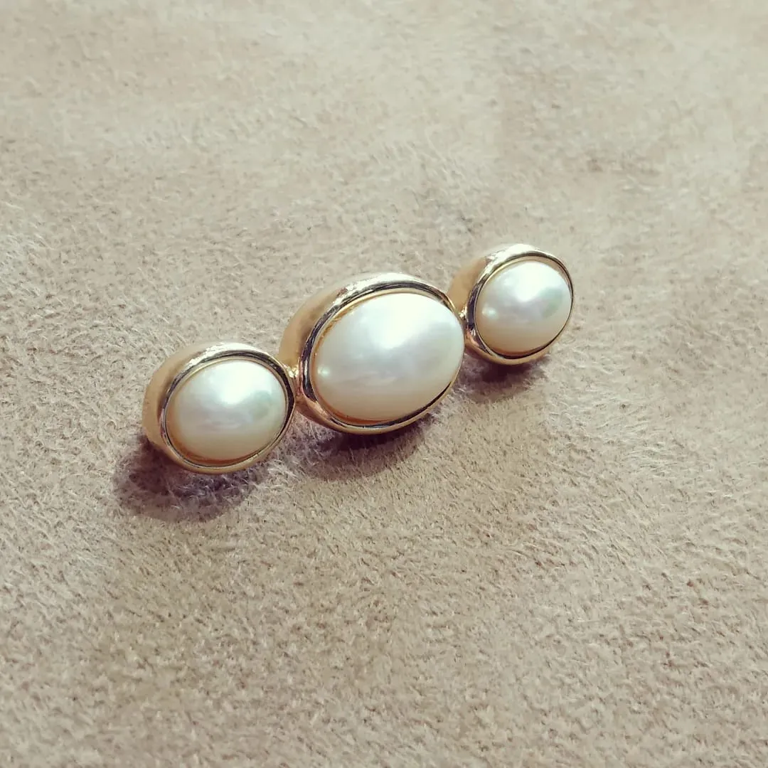 Vintage Gold Pearl Bar Brooch by Christian Dior Germany