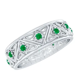 Vintage Inspired Emerald Wedding Band