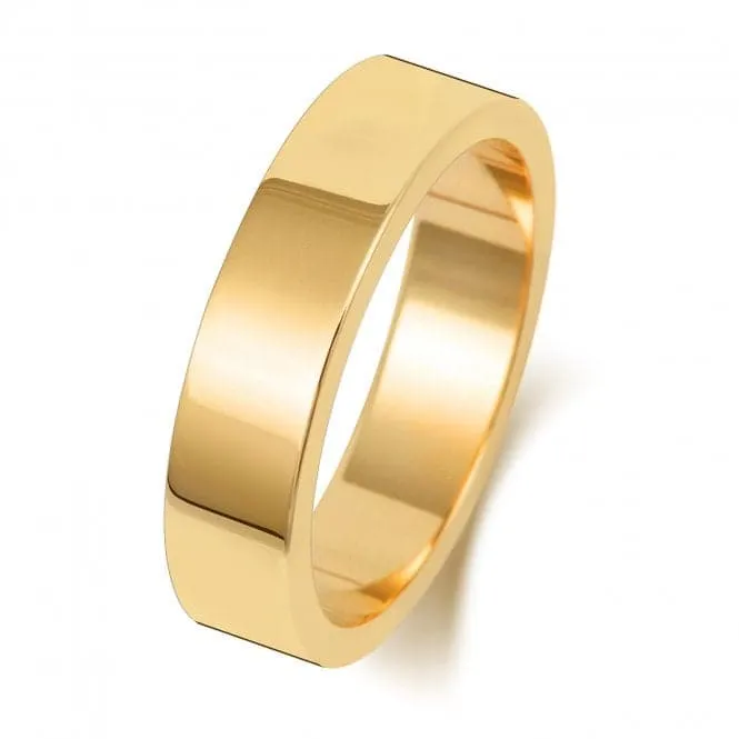 Wedding Band 9K Flat Flat 5 mm - 1.2 Wedding  Ring W175L