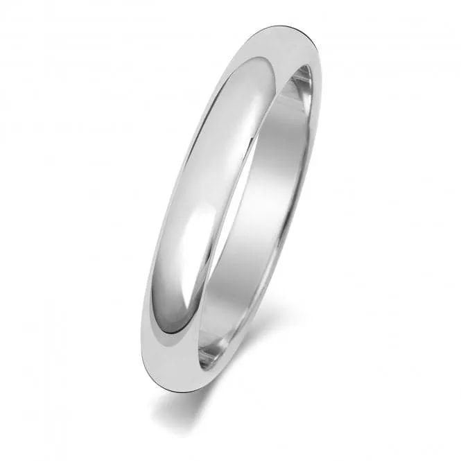 Wedding Band Platinum D Shape 3mm-1.4 Wedding  Ring WP103M