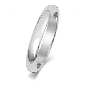 Wedding Band Platinum D Shape 3mm-1.4 Wedding  Ring WP103M