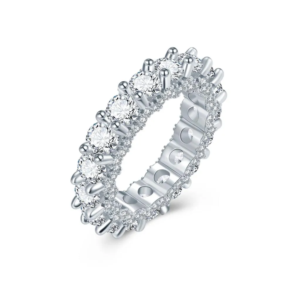 Wedding Bands Eternity Rings with Zirconia for Women CZ Crystal Promise Engagement Finger Ring