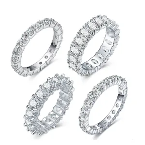 Wedding Bands Eternity Rings with Zirconia for Women CZ Crystal Promise Engagement Finger Ring