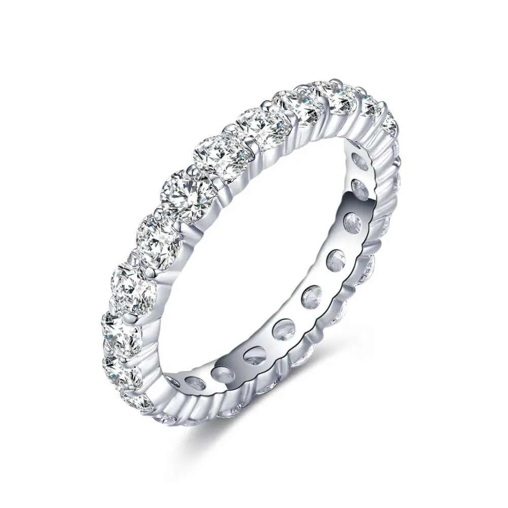 Wedding Bands Eternity Rings with Zirconia for Women CZ Crystal Promise Engagement Finger Ring