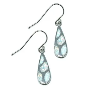 White Opal Mosaic Teardrop Sterling Silver Earrings