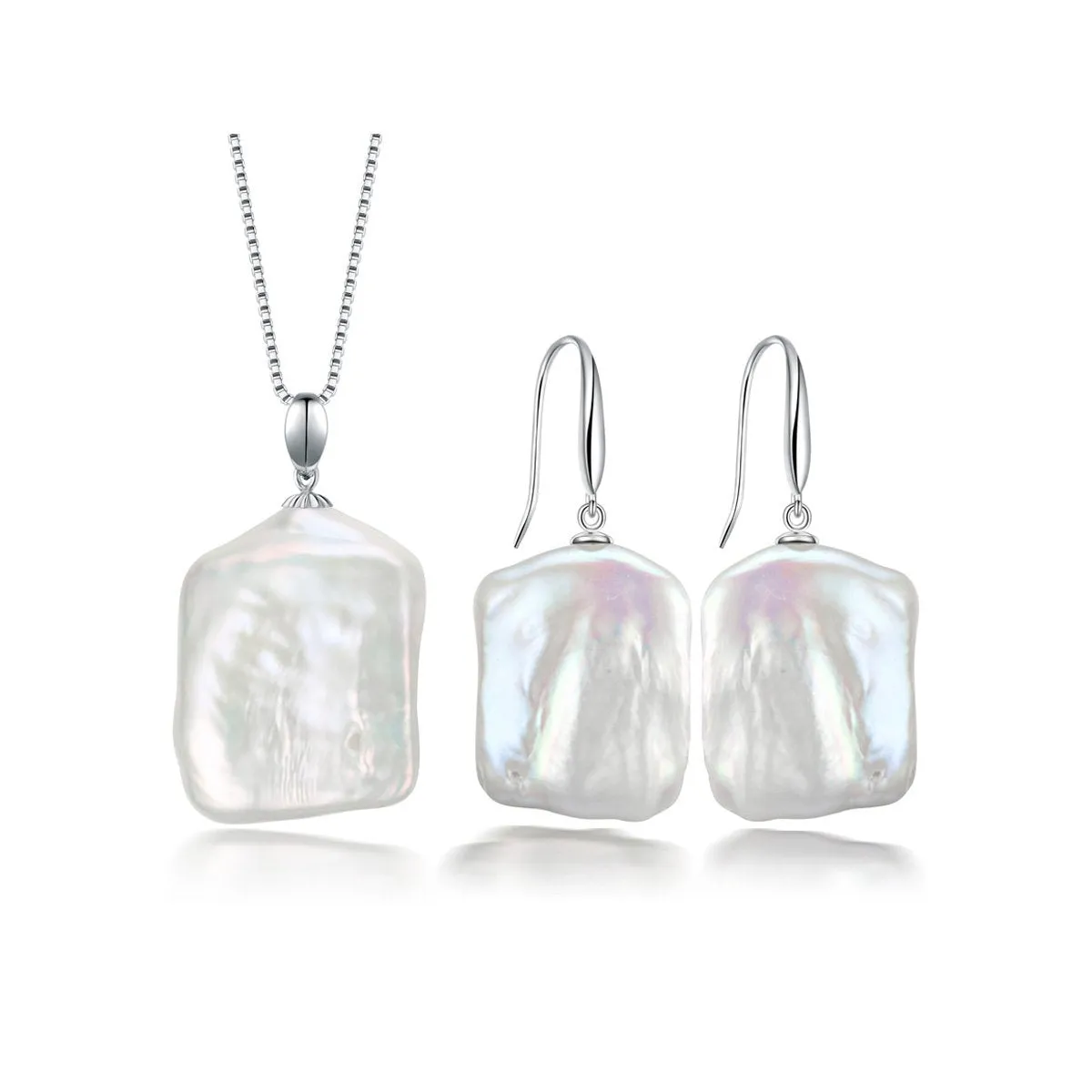 Women’s Large Pearl Pendant Earrings Set | Unique and Elegant Made with 925 Silver