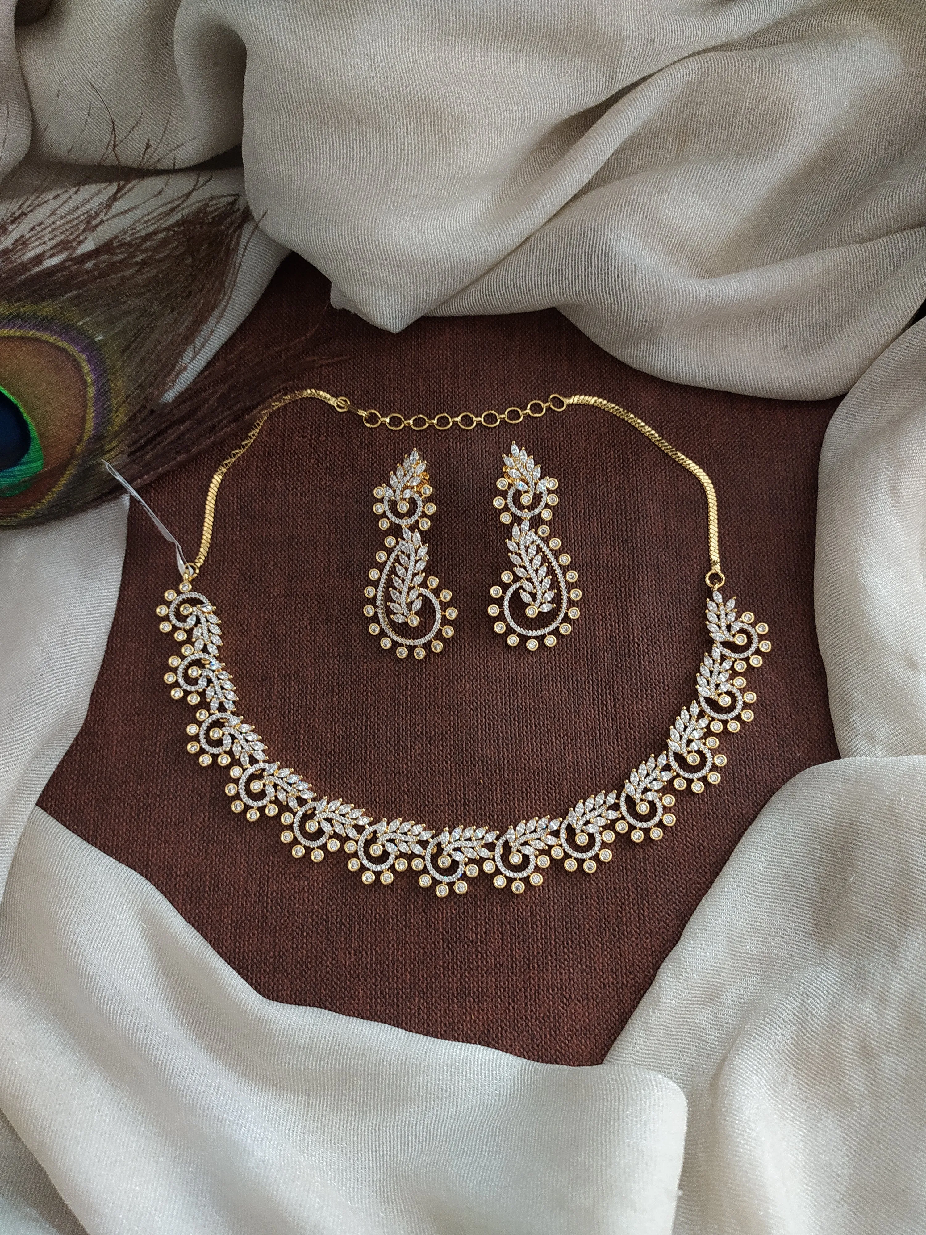 Zircon Necklace Set with Designer Earrings